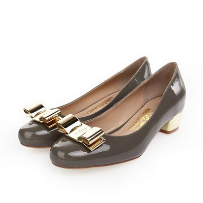 Ferragamo Shallow mouth Block heel Shoes Women--036